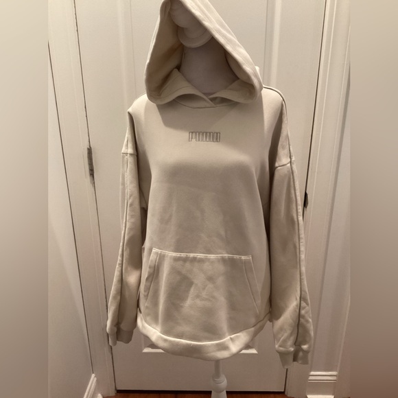 PUMA Light Beige Oversized Hoodie with Subtle Front Logo
